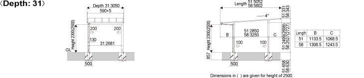 Exterior Carport Css Series Dimensional Drawings Sankyoalumi
