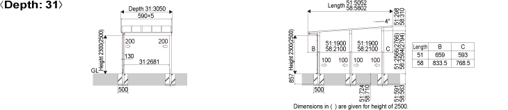 Exterior Carport Css Series Dimensional Drawings Sankyoalumi