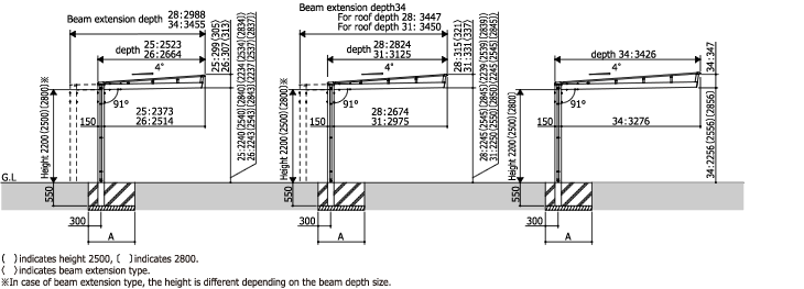 Exterior Carport Mlr Series Dimensional Drawings Sankyoalumi