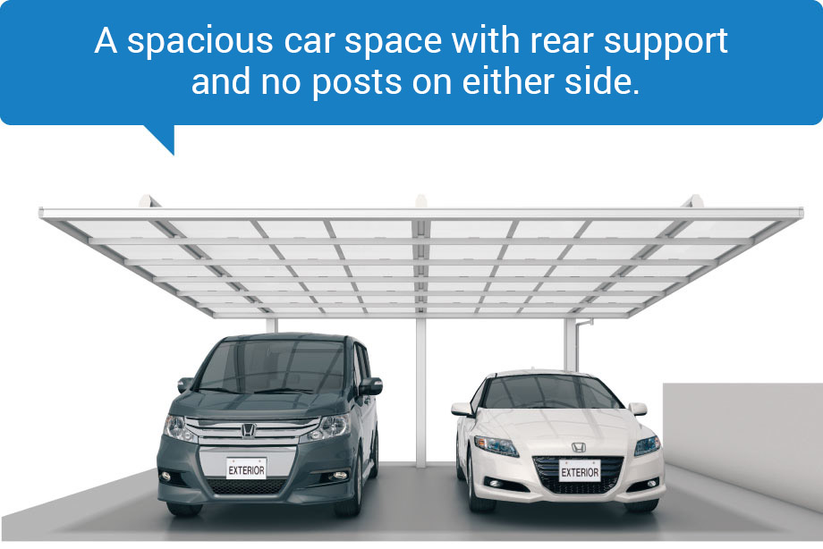 A spacious car space with rear support and no posts on either side.