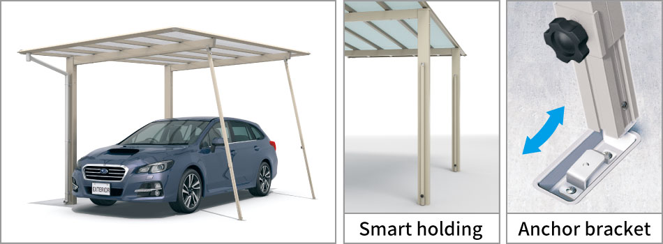 Removable posts support + roof panel supports