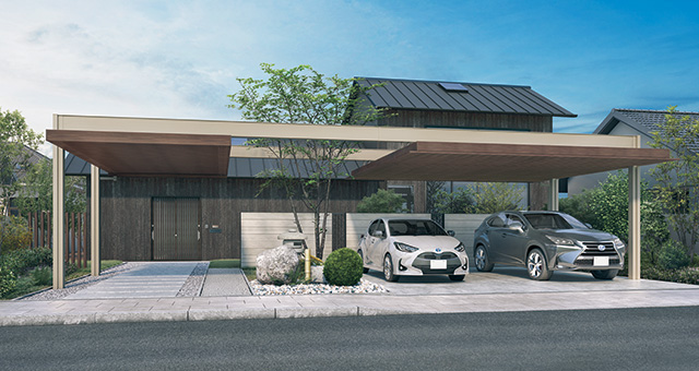 Premium roof / Hanging roof (both sides post stand) type, Select line roof /  Hanging roof (lattice under roof ・both sides post stand) type