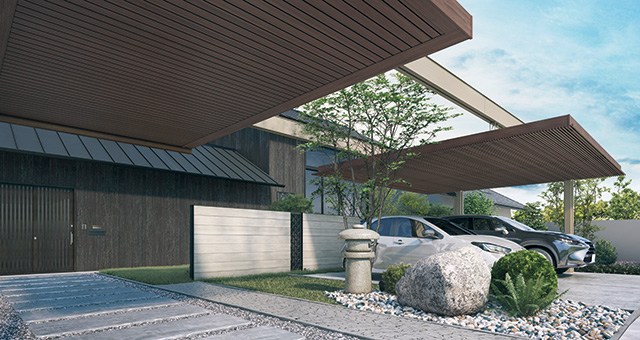 Premium roof / Hanging roof (both sides post stand) type, Select line roof /  Hanging roof (lattice under roof ・both sides post stand) type