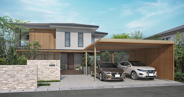 Select line roof /  Roof on beam (lattice under roof ・both sides post stand) type