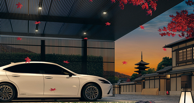 Select line roof /  Hanging roof (lattice under roof ・both sides post stand) type＜Night Scene＞