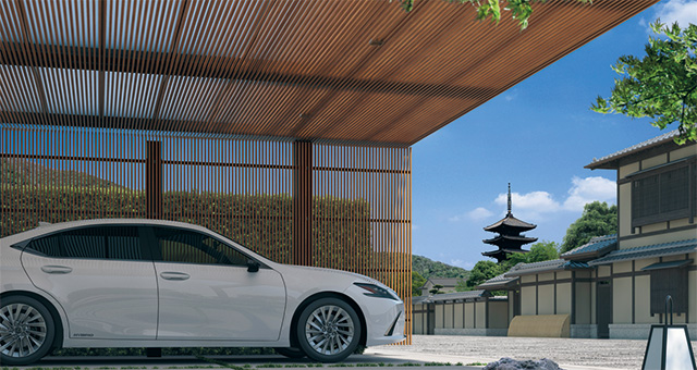 Select line roof /  Hanging roof (lattice under roof ・both sides post stand) type