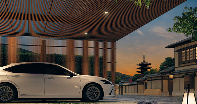 Select line roof /  Hanging roof (lattice under roof ・both sides post stand) type＜Night Scene＞