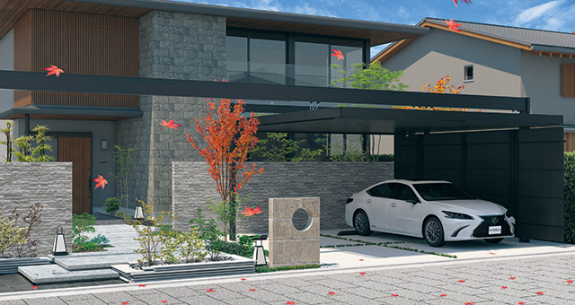 Select line roof /  Hanging roof (lattice under roof ・both sides post stand) type